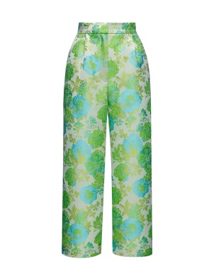 Flowers jacquard trousers with