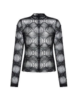 Black badlon with chiffon flowers