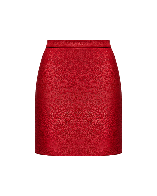Red leather skirt