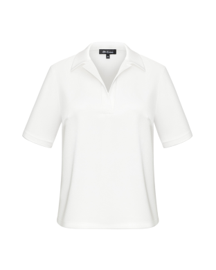 White satin polo shirt