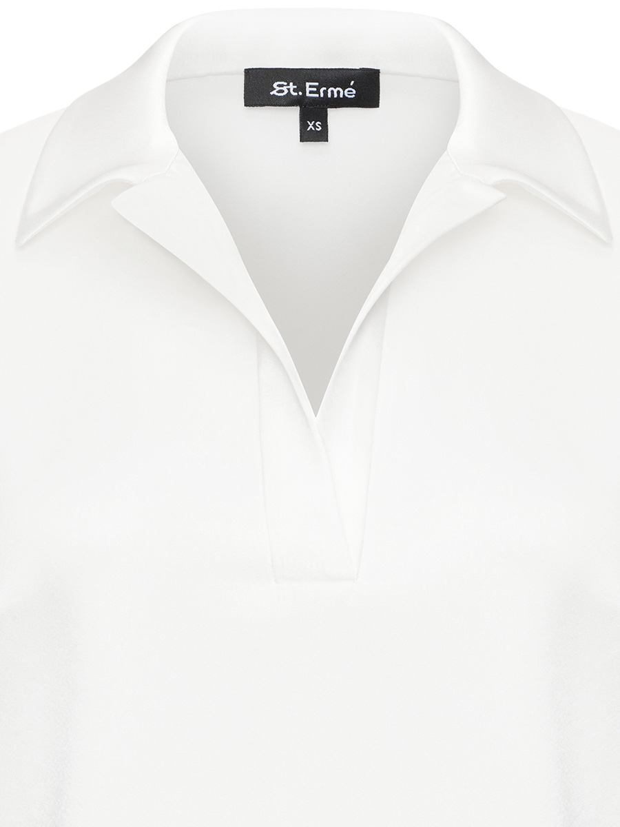 White satin polo shirt