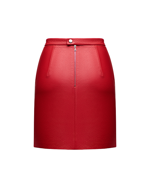 Red leather skirt