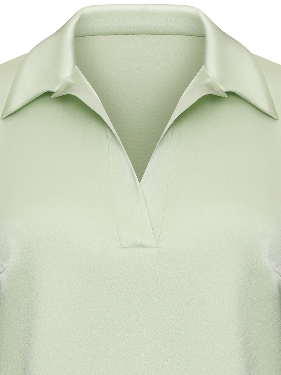 Pistachio satin polo shirt