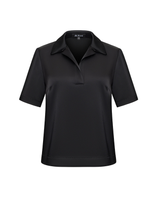 Black satin polo shirt
