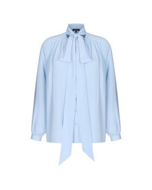 Light blue silk blouse with a bow