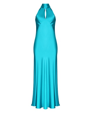 Turquoise silk scarf dress