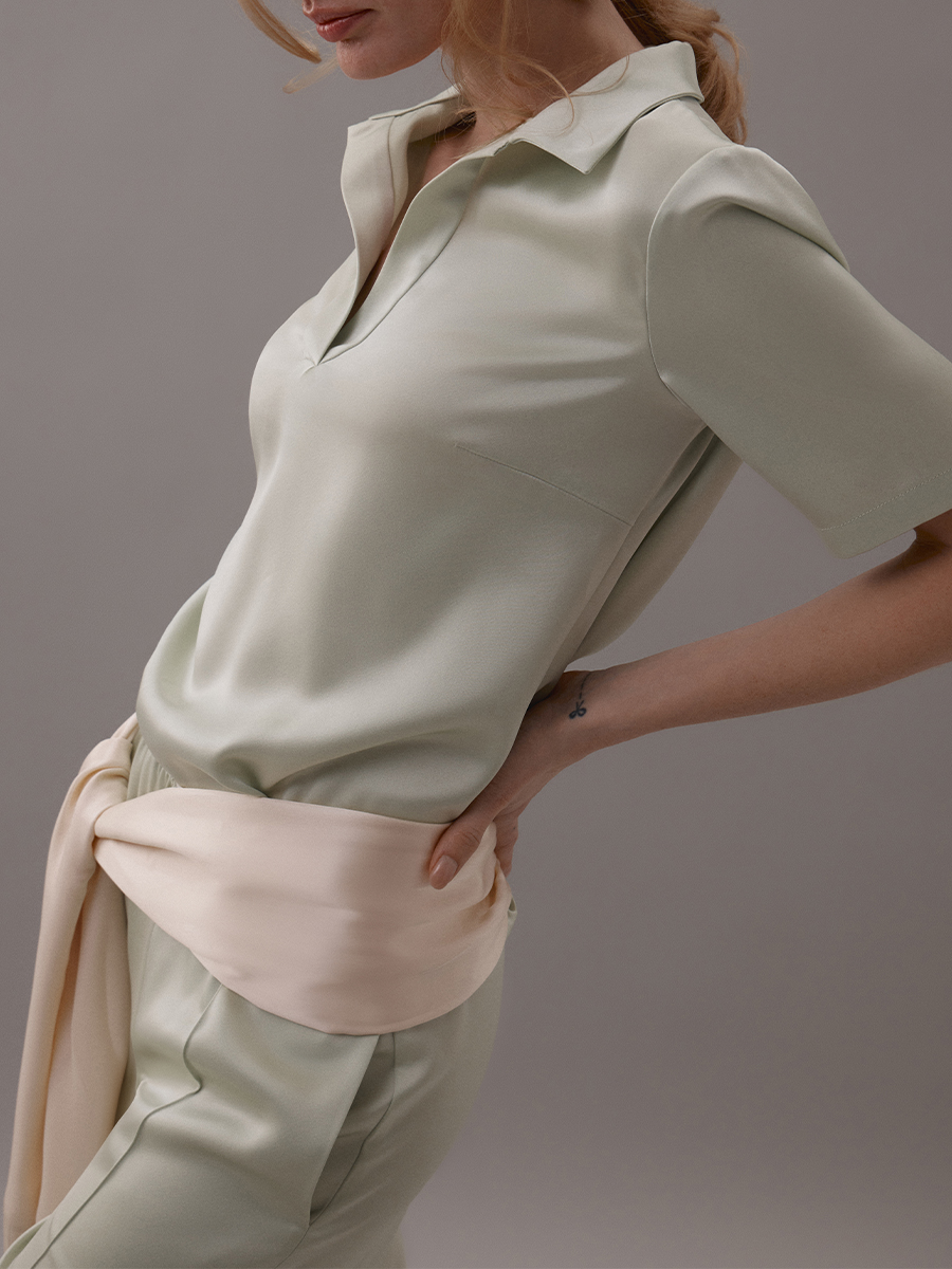 Pistachio satin trousers