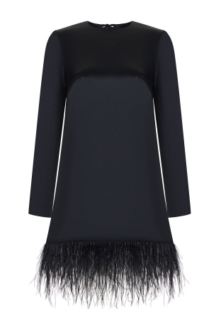 Black dress with feathers