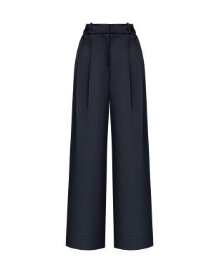 Black wide satin trousers
