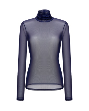 Ink blue mesh turtleneck