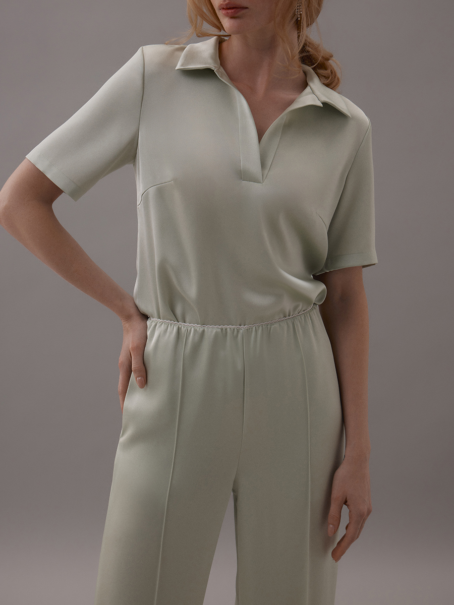 Pistachio satin trousers