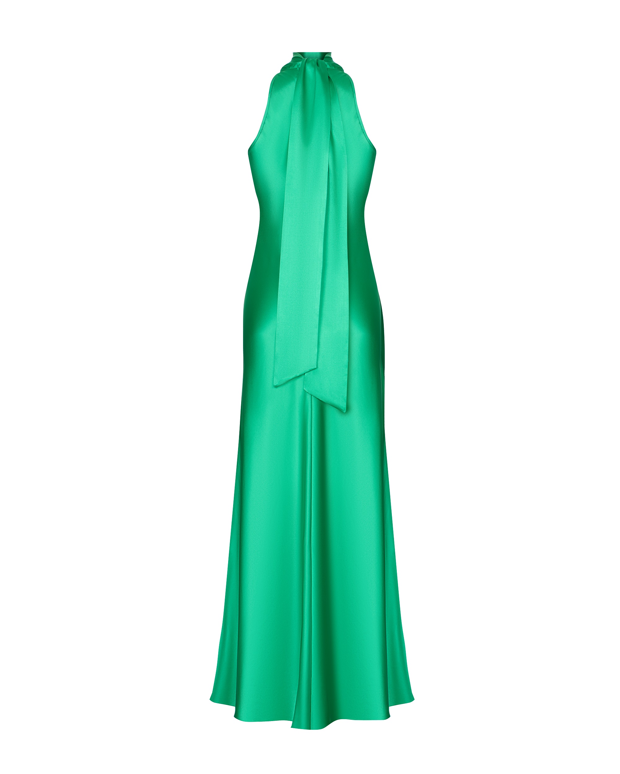 Silk green dress with scarf