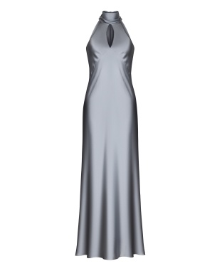 Silk silver dress with a scarf