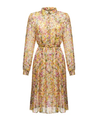 With turn-down collar chiffon dress