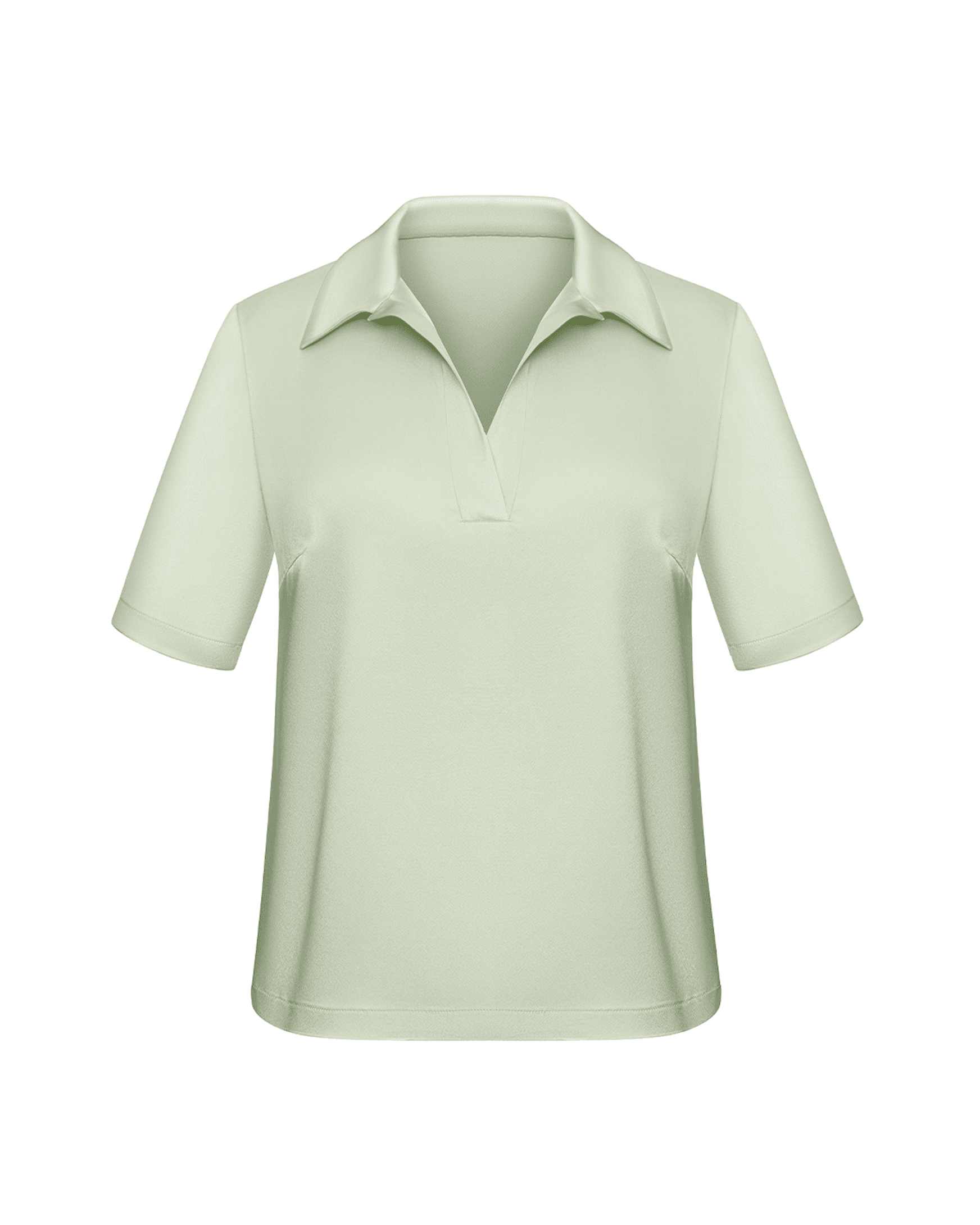 Pistachio satin polo shirt