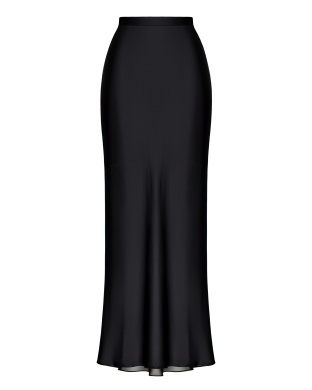 Black silk skirt with chiffon insert