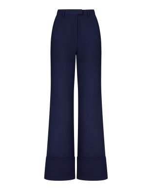 Blue crepe wool pants