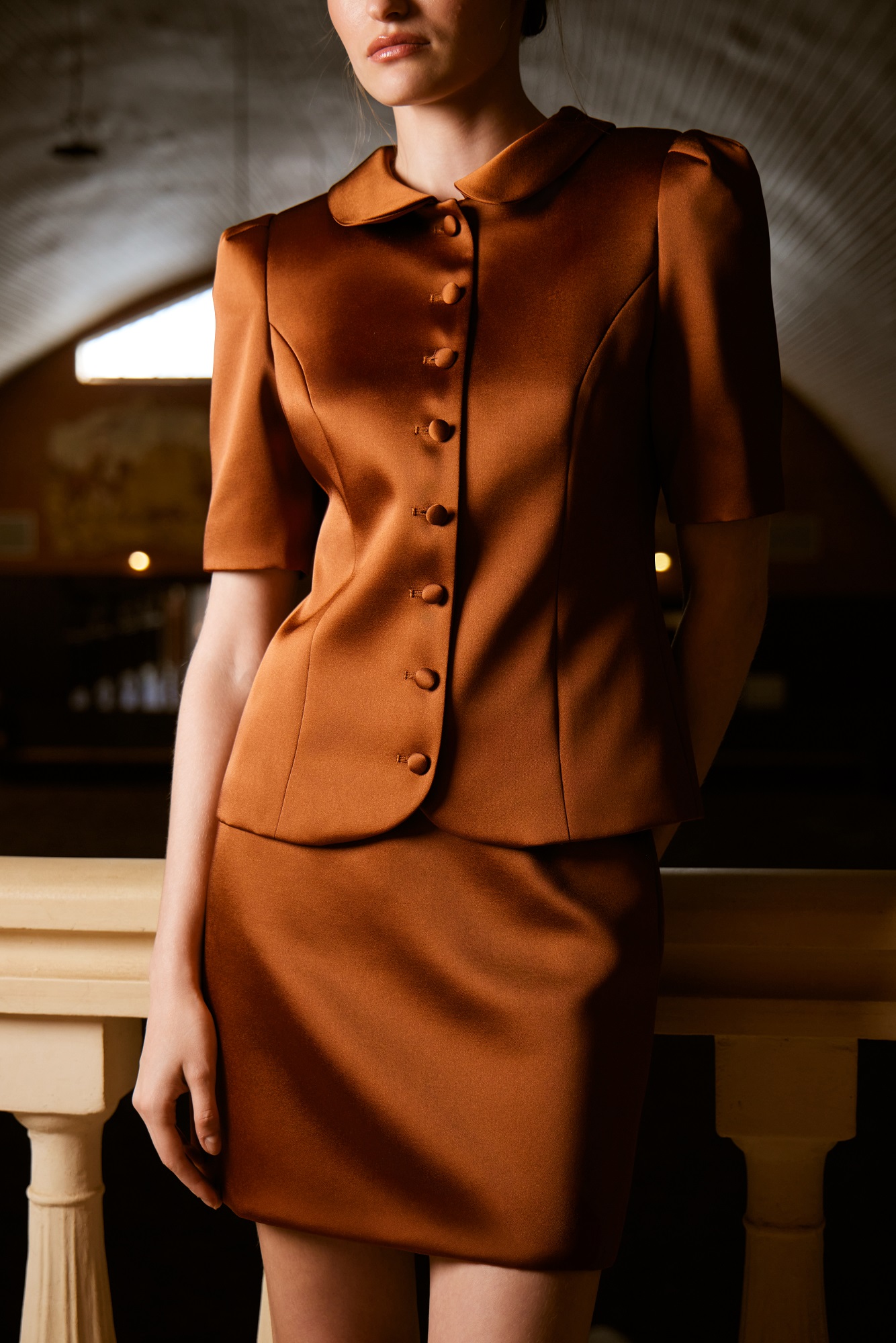 Caramel satin skirt