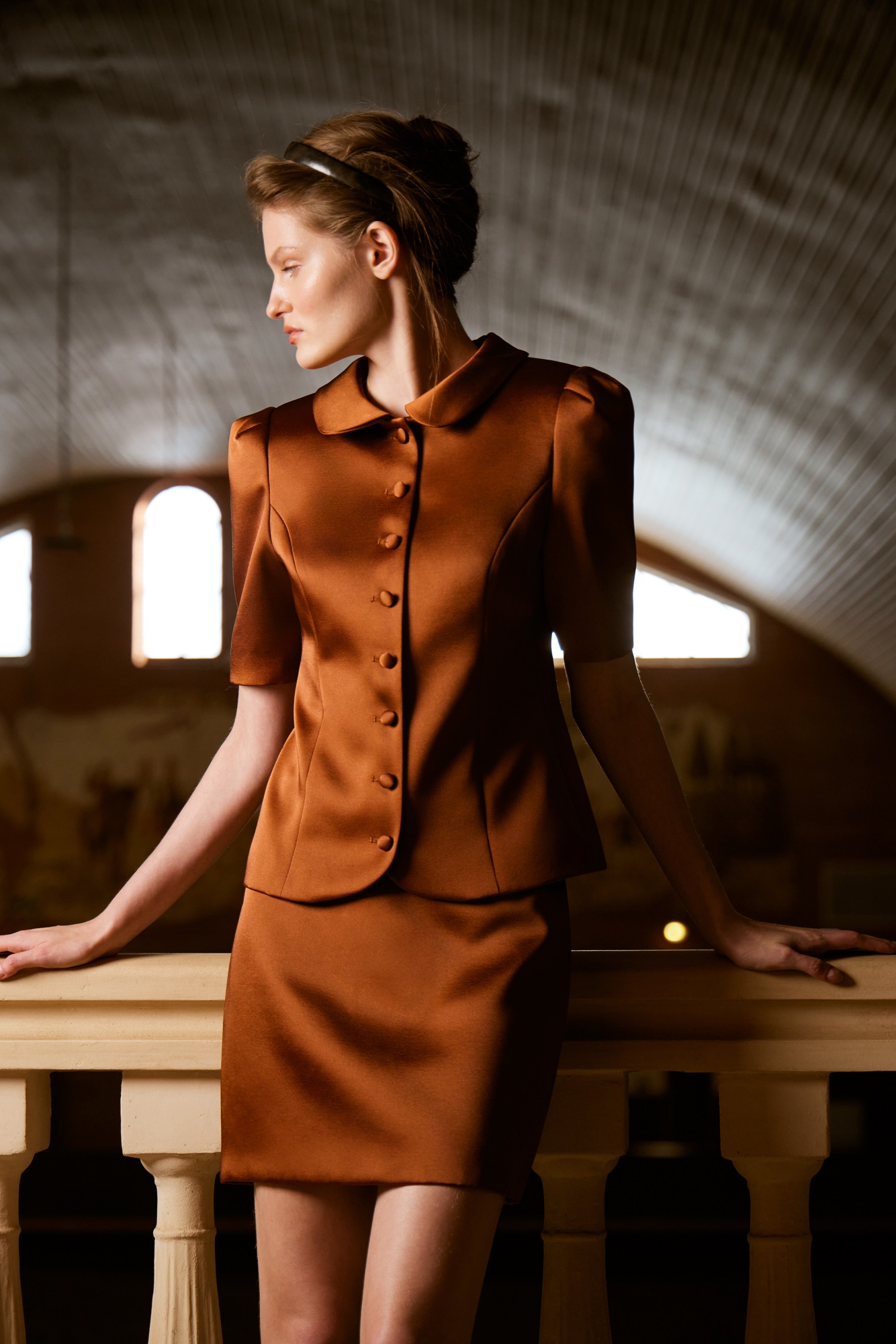 Caramel satin skirt