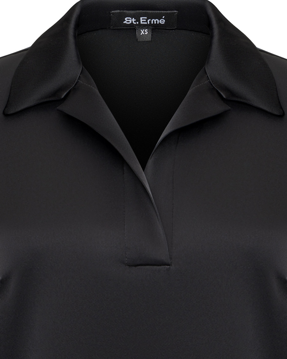 Black satin polo shirt