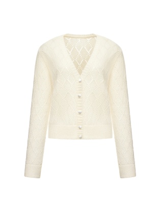 Diamond-patterned kid mohair cardigan
